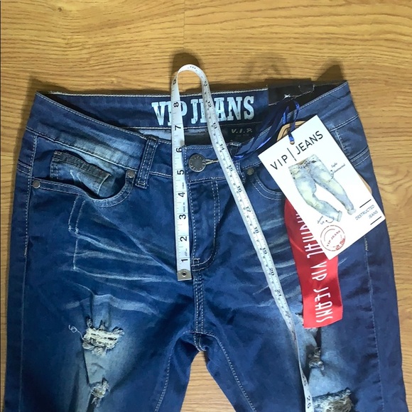 VIP Blue Distressed Jeans Skinny Leg Stretch 9/10 - Picture 3 of 7